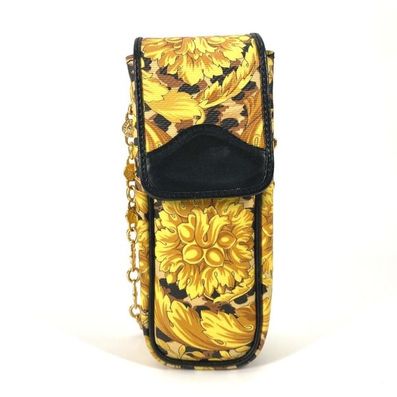 VERSACE Vintage Leopard Print Pochette with Chain Phone Case and Shoulder Bag...